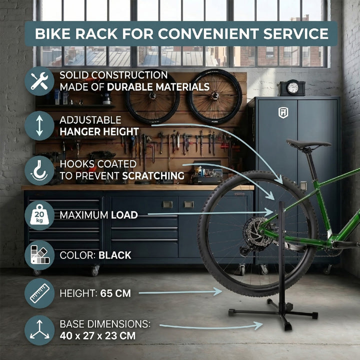 Maclean MC-434 Fahrrad-Servicestange, Stahl, Tragfähigkeit 20kg, passend für MTB-Räder mit Laufrädern bis 27,5"