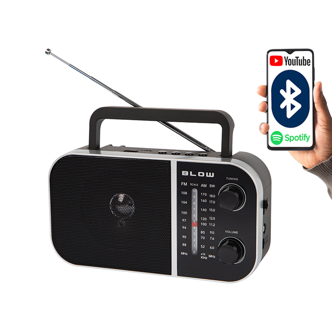 Tragbares analoges Radio AM/FM RA6 batterie- und netzbetriebener Blow