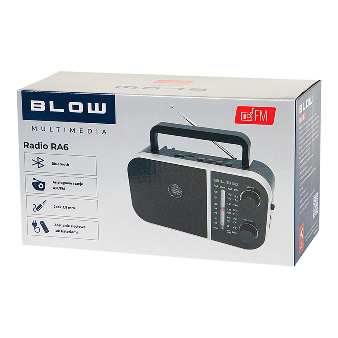 Tragbares analoges Radio AM/FM RA6 batterie- und netzbetriebener Blow