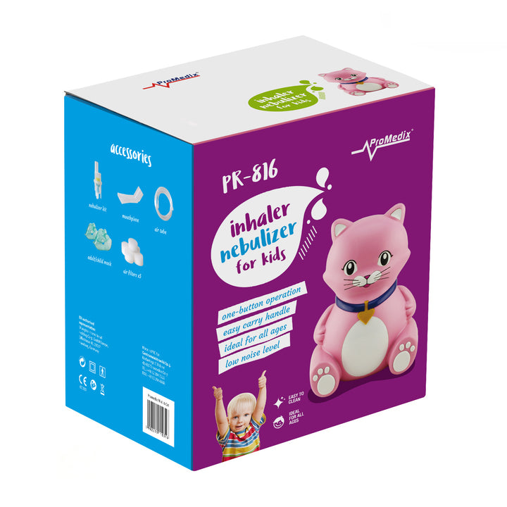 Promedix Kinderkatzeninhalator, Set Vernebler, Masken, Filter, PR-816 + Universal Gess Schnuller für Inhalator