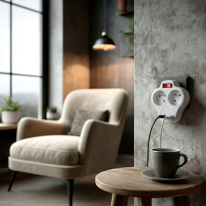 Maclean-Steckdosenleiste, Verteiler mit 2 Steckdosen und USB A/C 2,4 A, Typ E, 2×16 A, MCE336 E