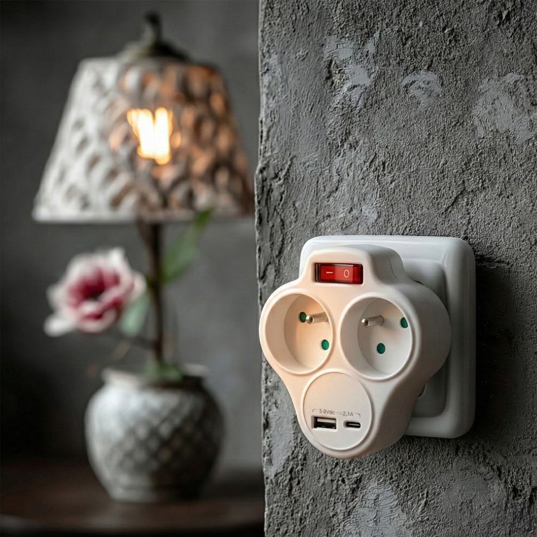 Maclean-Steckdosenleiste, Verteiler mit 2 Steckdosen und USB A/C 2,4 A, Typ E, 2×16 A, MCE336 E