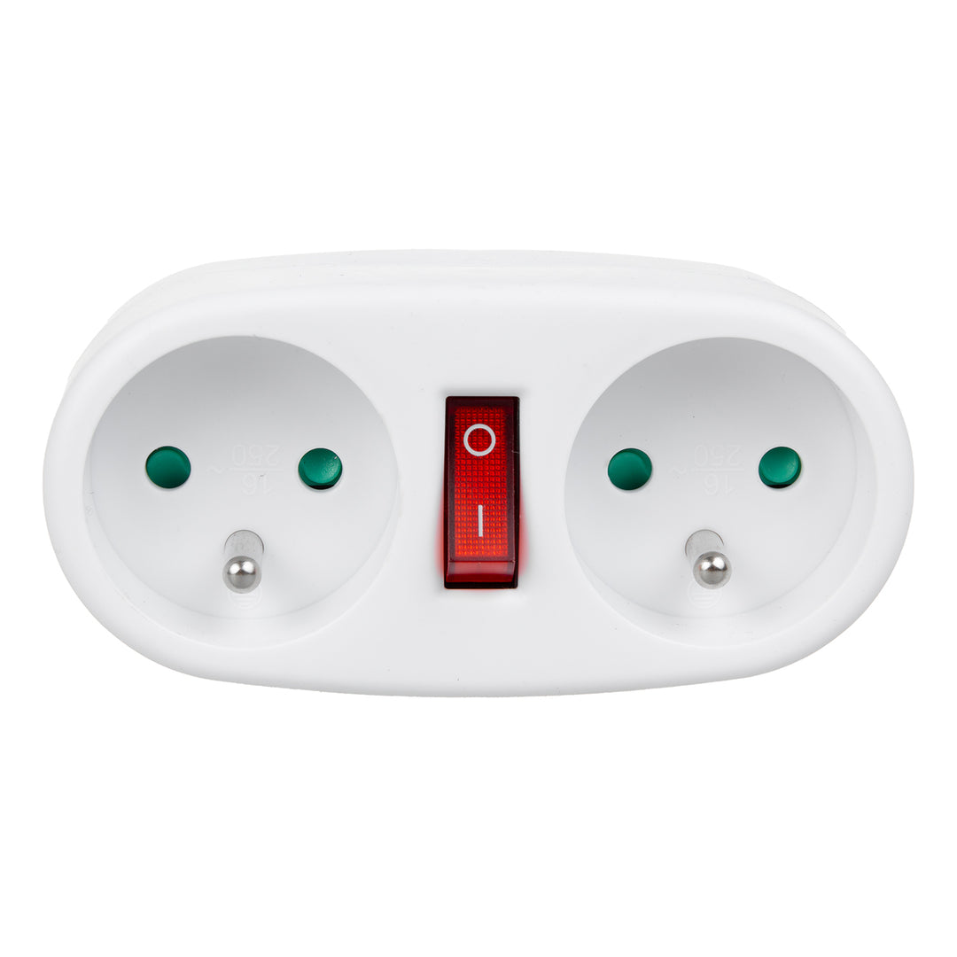Maclean-Steckdose, Verteiler mit 2 Steckdosen und Ein/Aus-Schalter, Typ E, 2x16A, MCE337 E