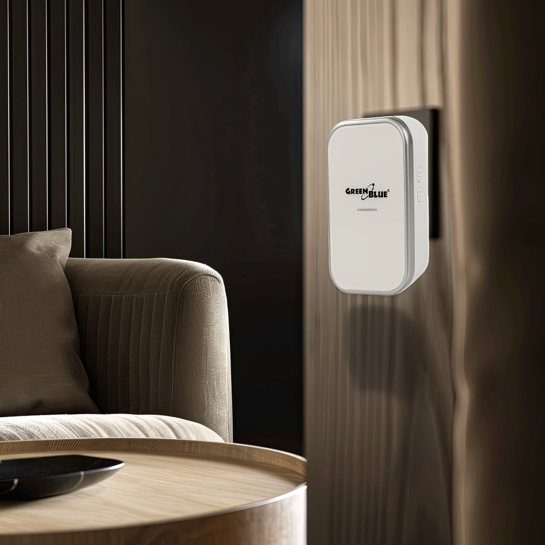 Kabellose Türklingel Kabelloses, batterieloses, Kinetisches Klingelsystem mit 38 Melodien, Reichweite bis zu 200 m, IP44 (1x Steckdosen-Empfänger + 1x Sender/Weiß)
