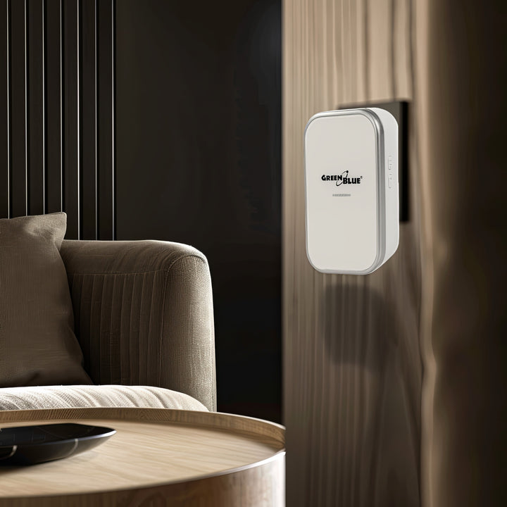 Kabellose Türklingel Kabelloses, batterieloses, Kinetisches Klingelsystem mit 38 Melodien, Reichweite bis zu 200 m, IP44 (1x Steckdosen-Empfänger + 1x Sender/Weiß)