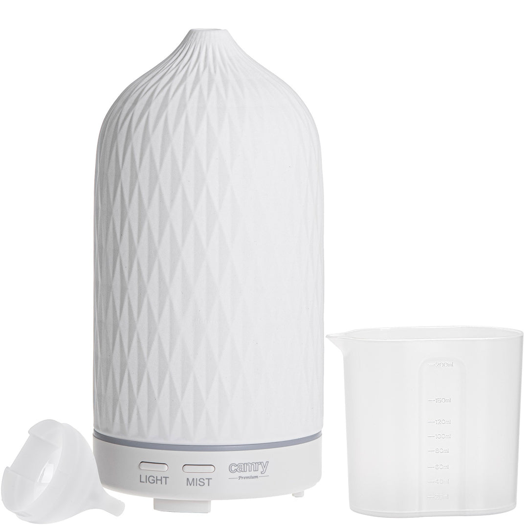 Camry CR 7970 Ultraschall-Aromadiffusor 3in1, 3 Funktionen: Aromatherapie, Schonende Befeuchtung, Stimmungslampen,Ultraschallfrequenz: 2,4MHz, Fassungsvermögen: 100ml, Befeuchtungsleistung: 20-30ml/h