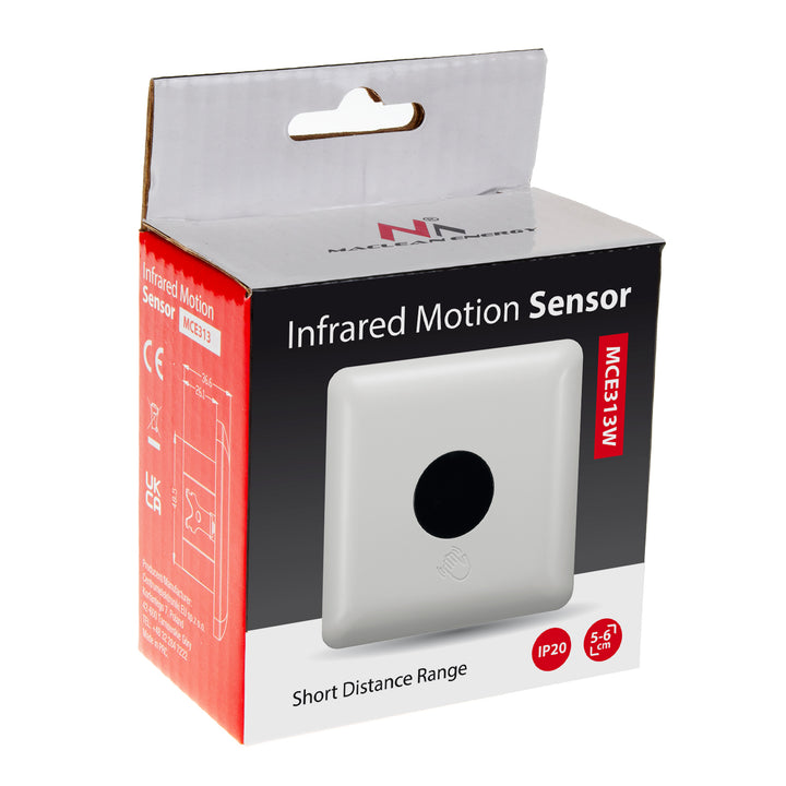 Maclean PIR-Sensor mit kurzer Reichweite, Reichweite 5-6cm, Unterputzdose, max. Belastung 1200W, MCE313 W
