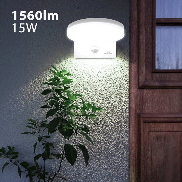 Maclean Bewegungsmelder LED-Lampe, PIR-Bewegungsmelder, weiß, 15W, IP65, 1560lm, neutralweiß (4000K) MCE344 W