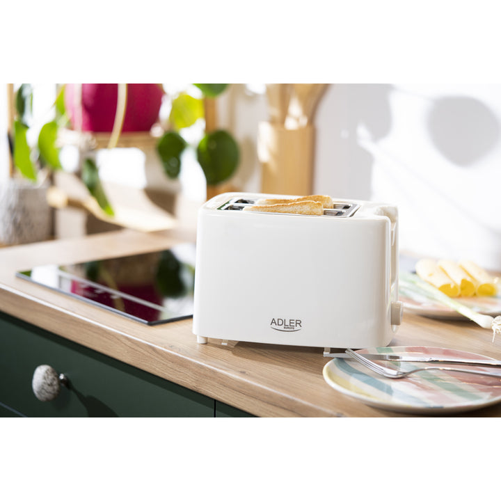 Adler Toaster, 6 Regelstufen, Brötchenrost, 900W, weiß, AD 3223