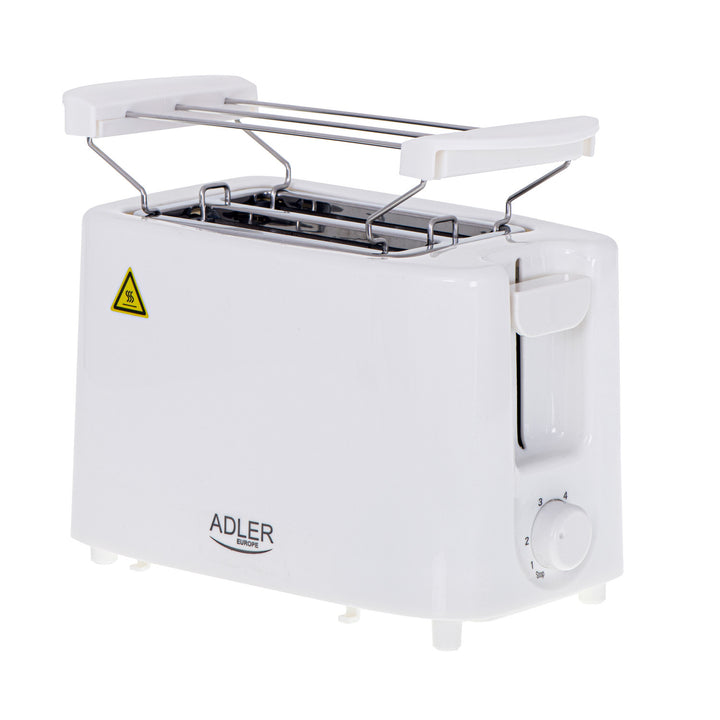Adler Toaster, 6 Regelstufen, Brötchenrost, 900W, weiß, AD 3223