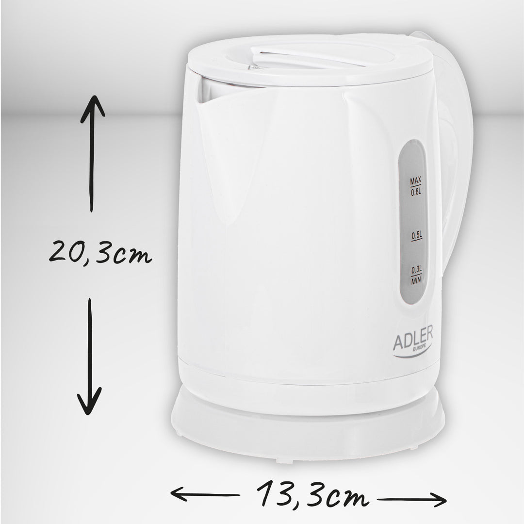 Adler kabelloser Wasserkocher, Fassungsvermögen 0,8 l, Leistung 850 W, AD1371