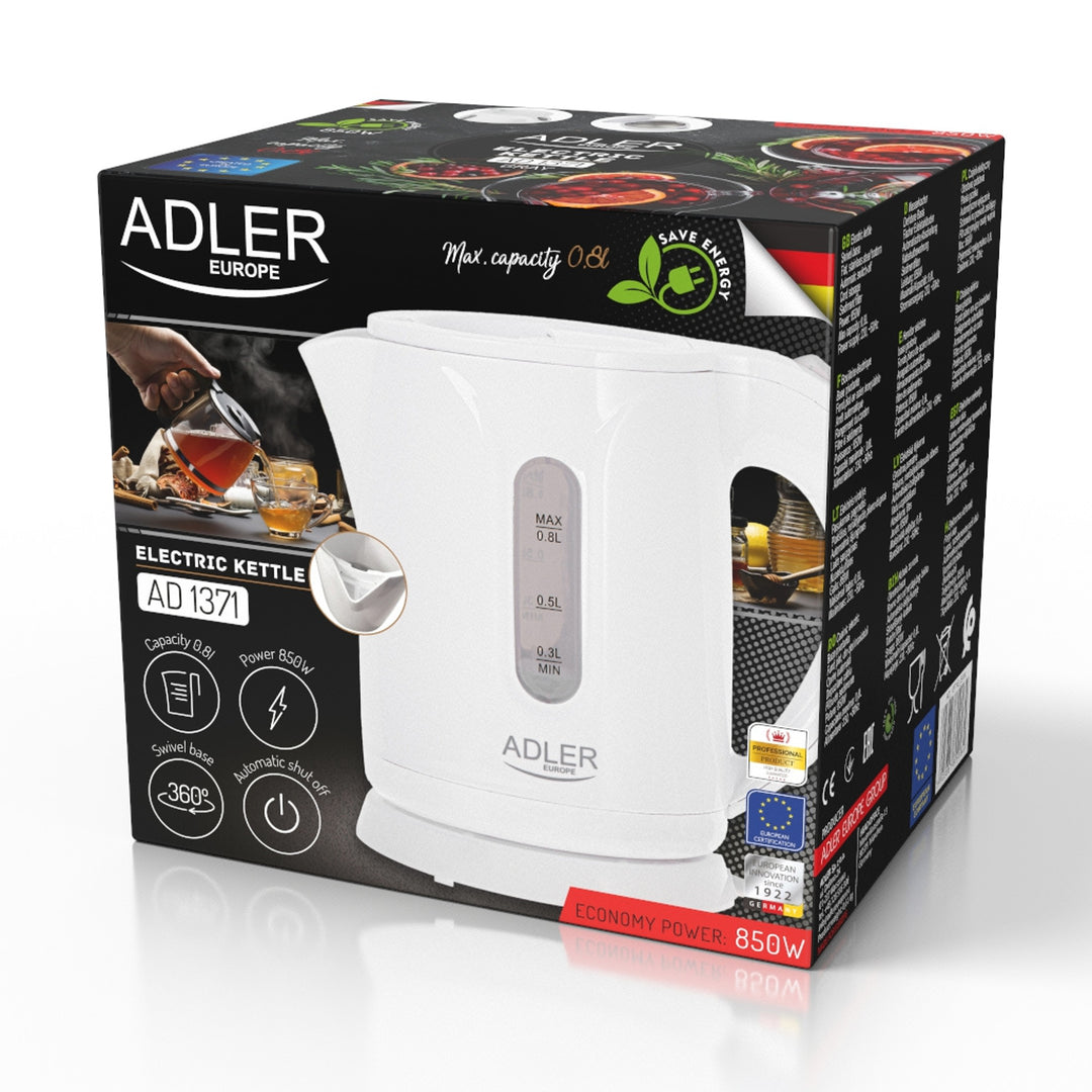 Adler kabelloser Wasserkocher, Fassungsvermögen 0,8 l, Leistung 850 W, AD1371