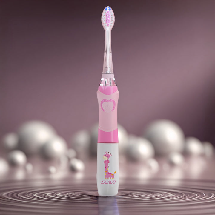 SEAGO Kinder-Schallzahnbürste, rosa, 1xAA 1,5V (nicht enthalten), 3 Aufsätze, SG-977 Pink