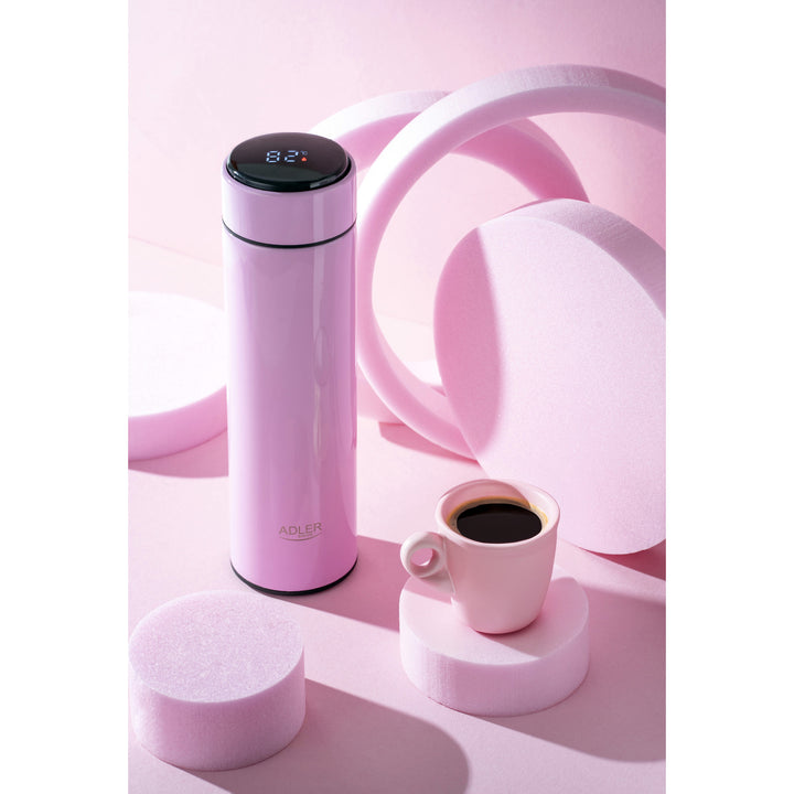 Adler Thermoskanne, LED-Touchdisplay, Fassungsvermögen 473 ml, Farbe Rosa, AD 4506