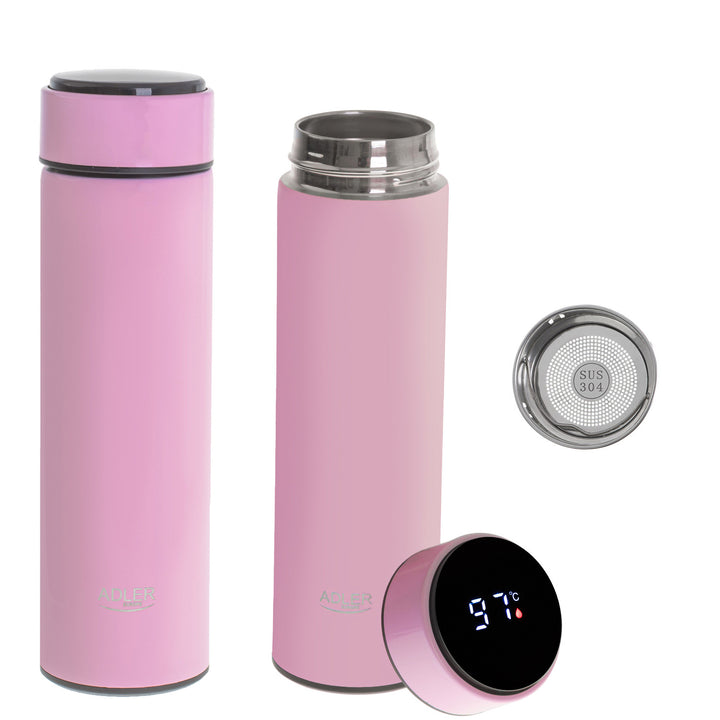 Adler Thermoskanne, LED-Touchdisplay, Fassungsvermögen 473 ml, Farbe Rosa, AD 4506