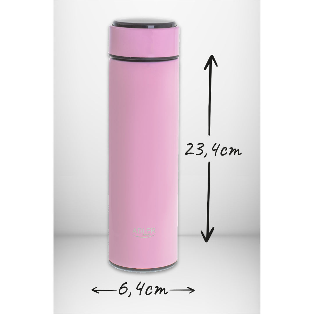 Adler Thermoskanne, LED-Touchdisplay, Fassungsvermögen 473 ml, Farbe Rosa, AD 4506