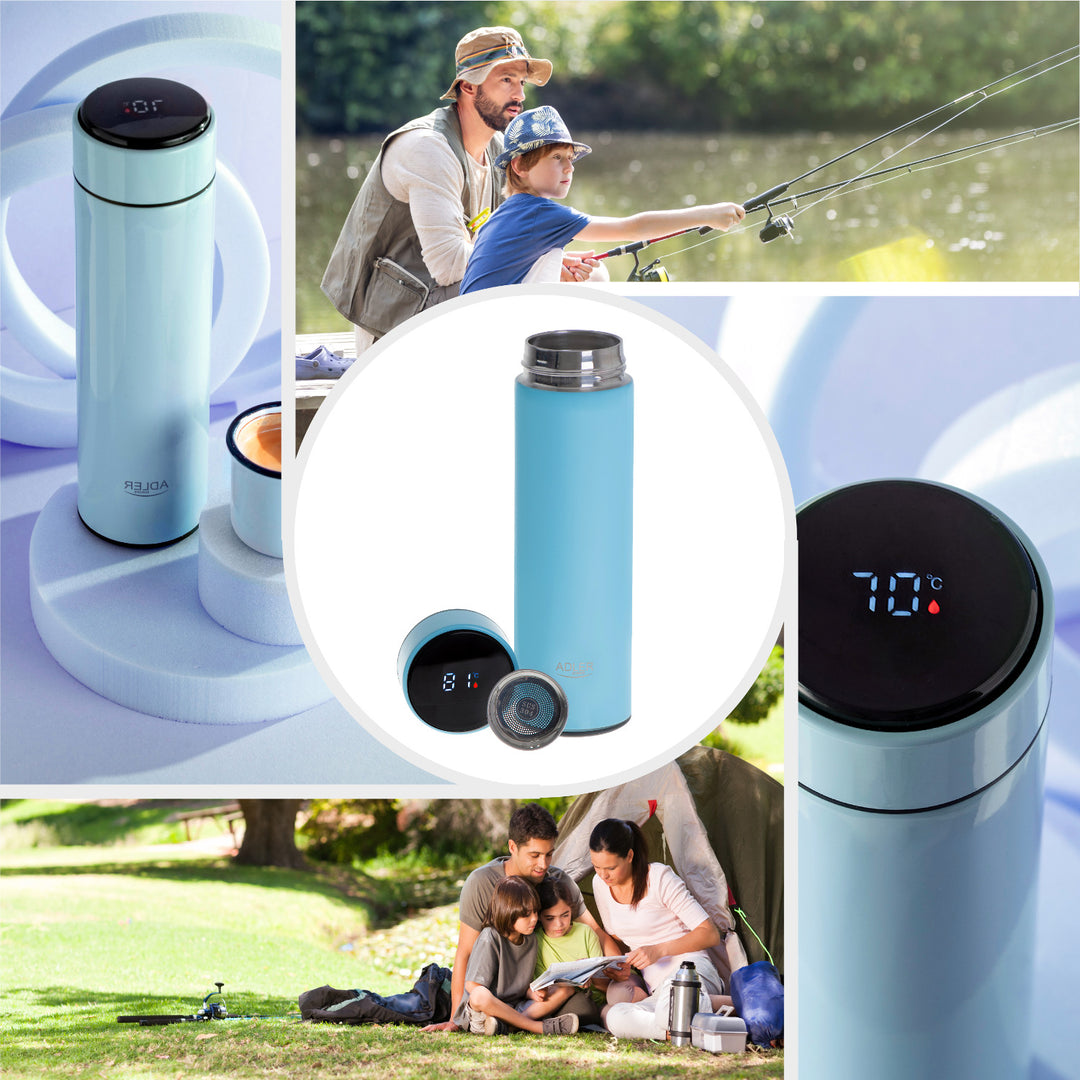 Adler Thermoskanne, LED-Touchdisplay, Fassungsvermögen 473 ml, Farbe blau, AD 4506