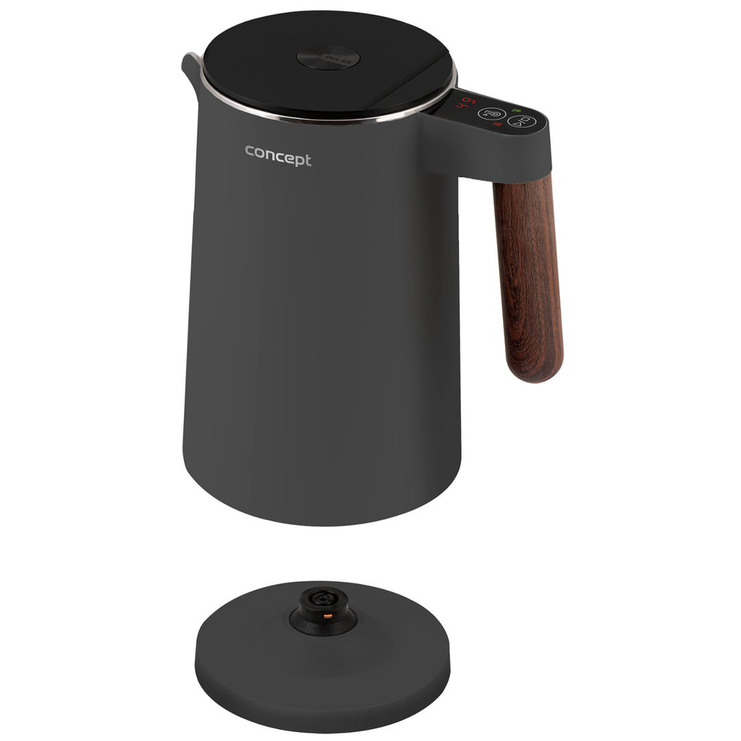 Konzept Norwood RK3305 Edelstahl-Wasserkocher Temperaturregelung Warmhalten 1.5L 1850-2200W Dunkelgrau