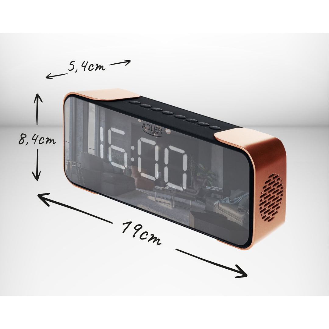 Adler AD 1190 Copper kabelloser Radiowecker mit LED-Display und Bluetooth-Funktion