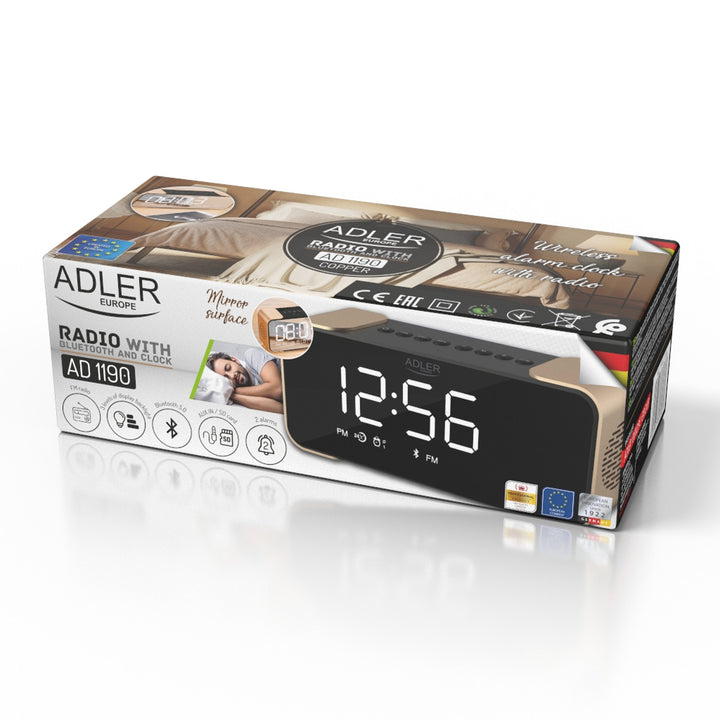 Adler AD 1190 Copper kabelloser Radiowecker mit LED-Display und Bluetooth-Funktion