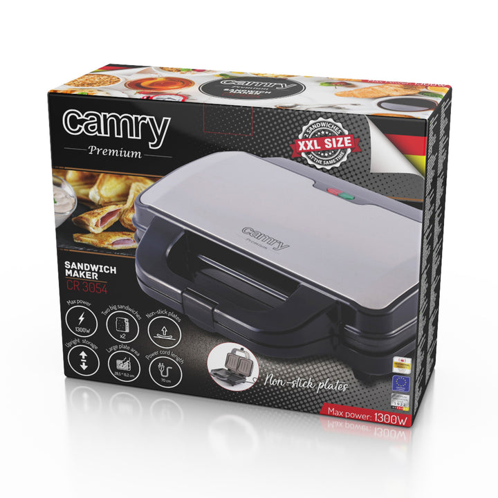 Camry Sandwichtoaster, für 2 Sandwiches, maximale Leistung 1300 W, Antihaftbeschichtung, CR 3054