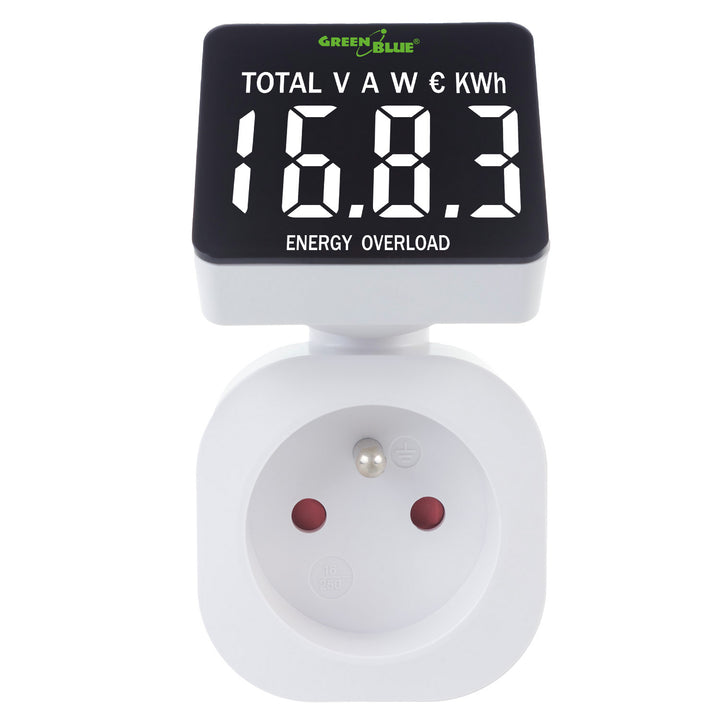 GreenBlue Energiezähler, Wattmeter, 16A, max. 3680W, Unterspeicher, GB620 E