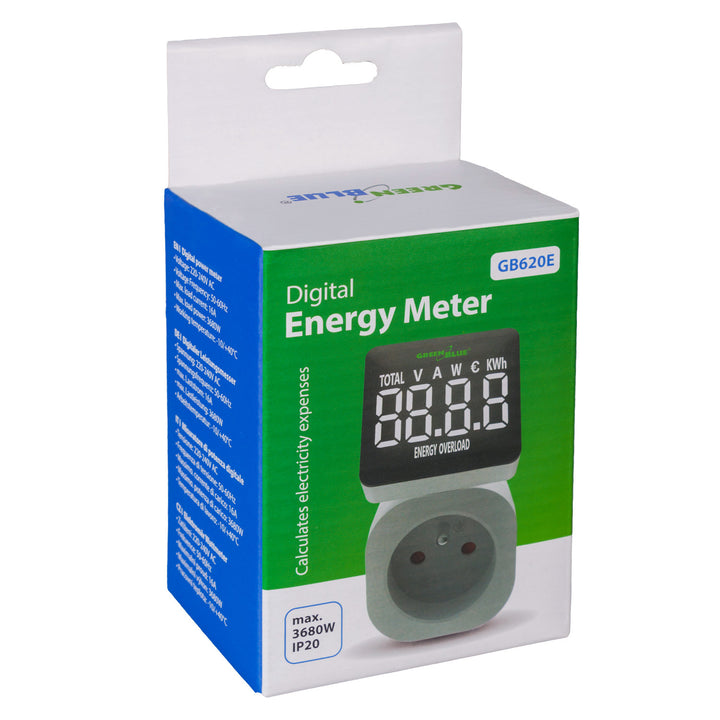 GreenBlue Energiezähler, Wattmeter, 16A, max. 3680W, Unterspeicher, GB620 E
