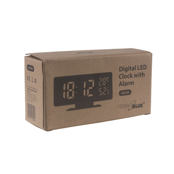 Uhr mit Alarm und Thermometer GreenBlue GB395 Hygrometer Schwarz