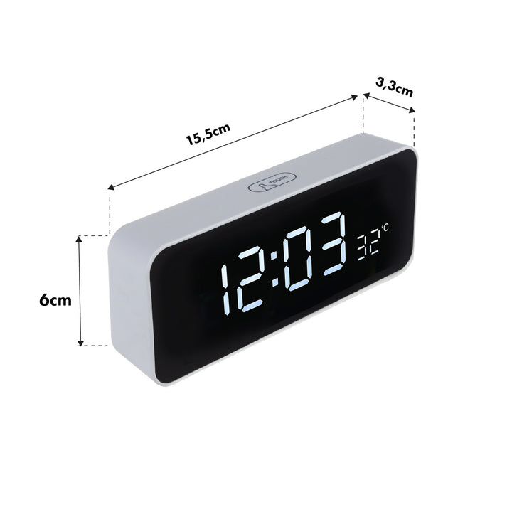 Uhr mit Alarm und Thermometer GreenBlue Weißes Gehäuse