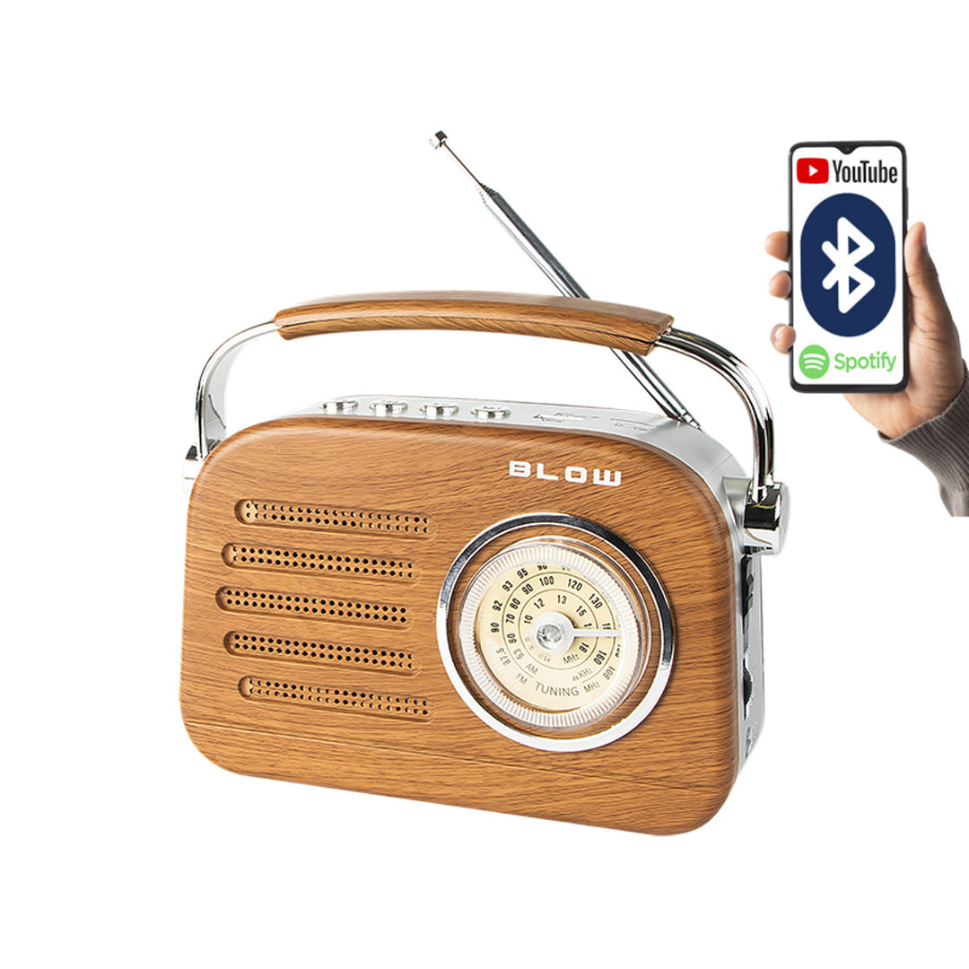 Tragbares analoges AM/FM-Bluetooth-Radio RA3 Batterie- und Netzstromversorgung Blow