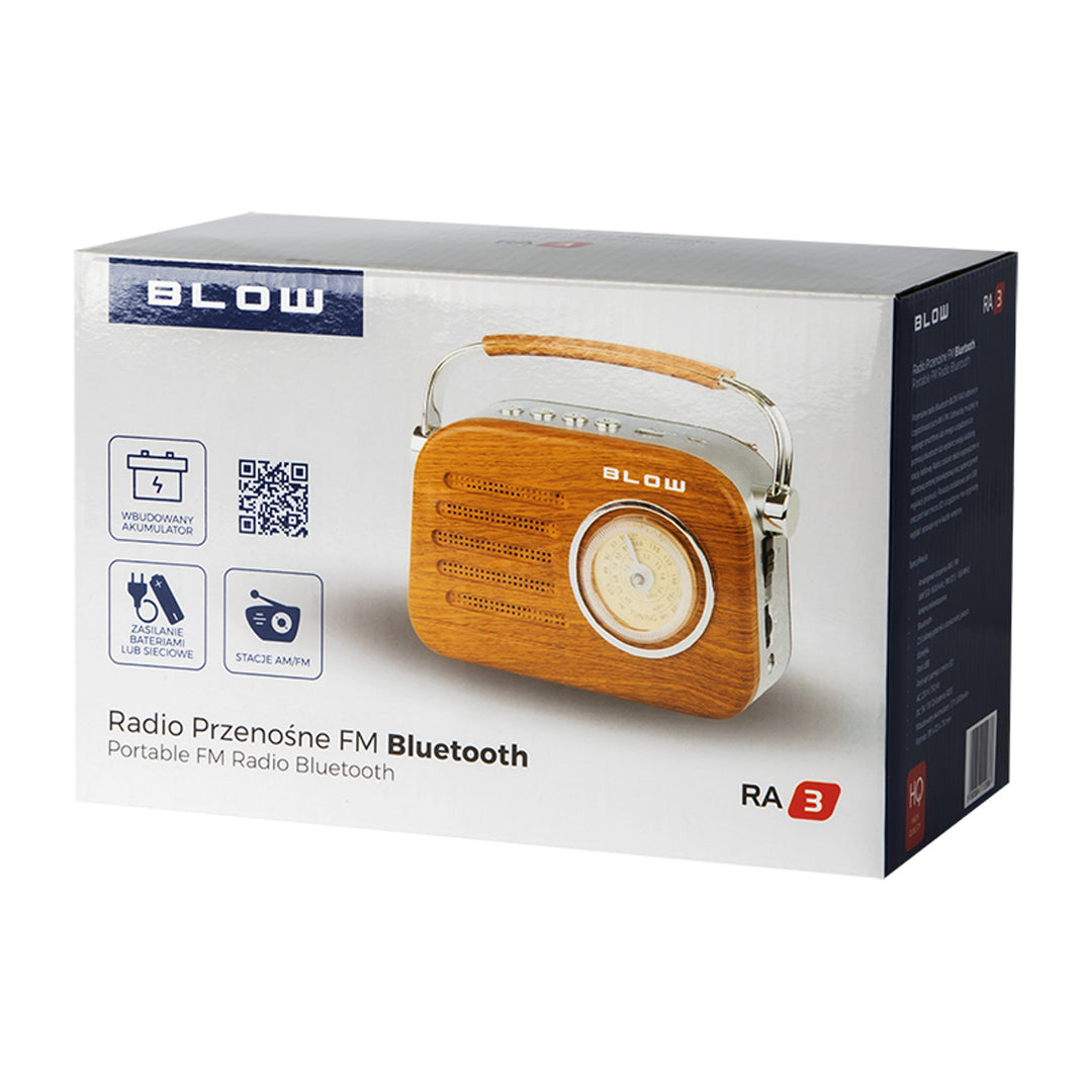 Tragbares analoges AM/FM-Bluetooth-Radio RA3 Batterie- und Netzstromversorgung Blow