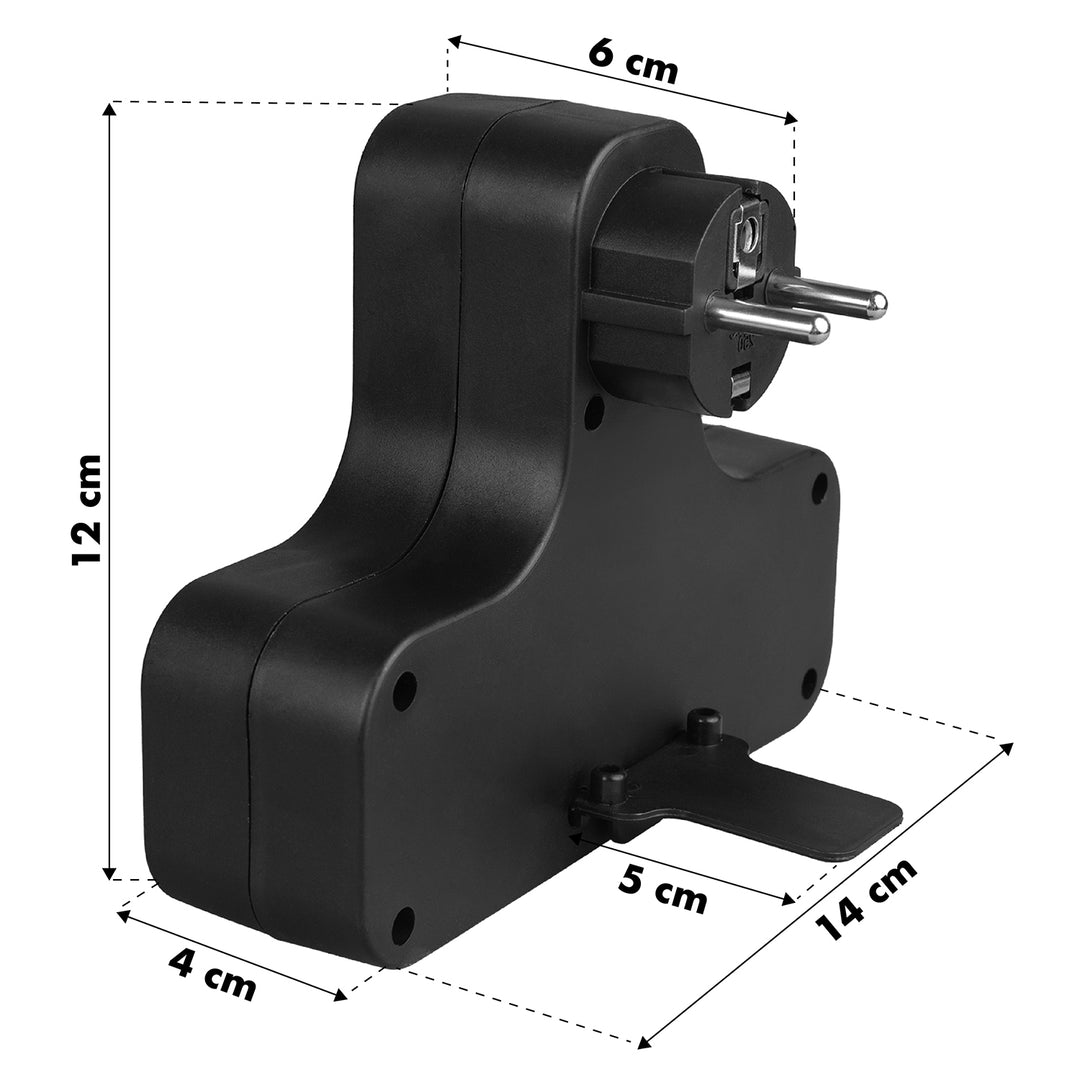 Maclean-Steckdose, vierfach mit Ein/Aus-Schalter, Standfuß, Typ E, 2x2,5A, 2x16A, MCE224 E/B