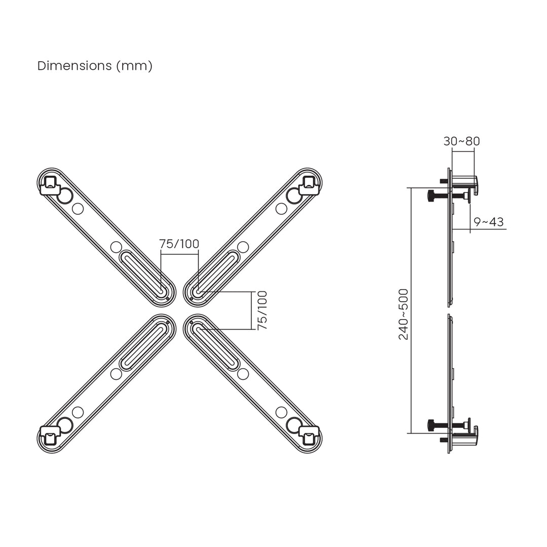VESA Adapter für Bildschirme ohne Löcher im VESA-Standard Maclean, schwarz, 17"-32", 10kg max, MC-990