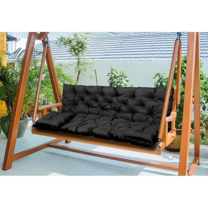 Gartenbank Kissen Garten-Set schwarz 100x60x50cm + 2 Kissen 42 x 42 cm
