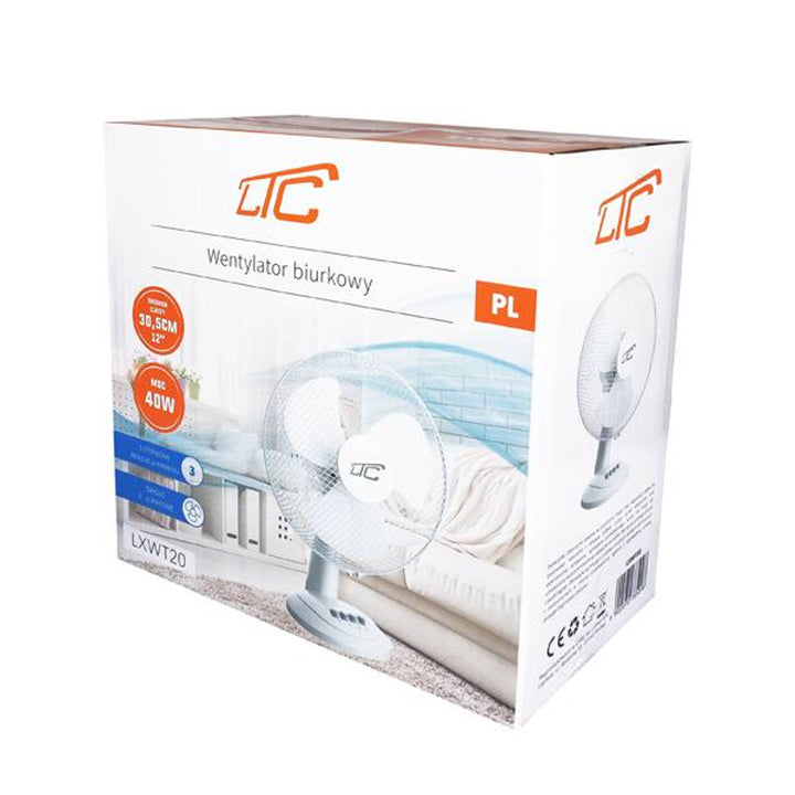 LTC Tischventilator, oszillierend, winkelverstellbar, 38W, weiß, LXWT20