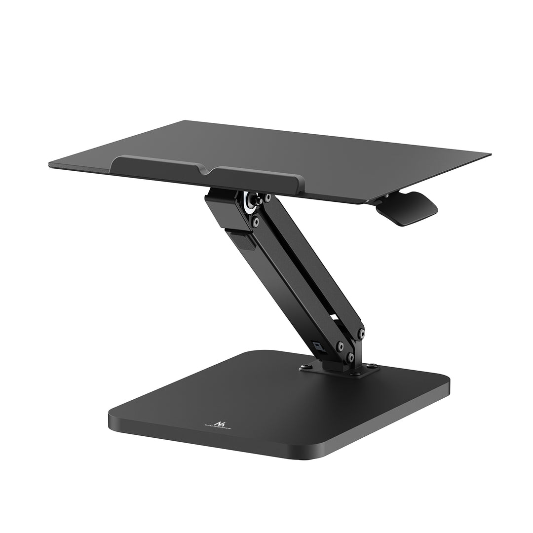 Maclean Schreibtischständer für Monitor oder Laptop, Gasfeder, zum Stehen und Sitzen, schwarz, MC-493