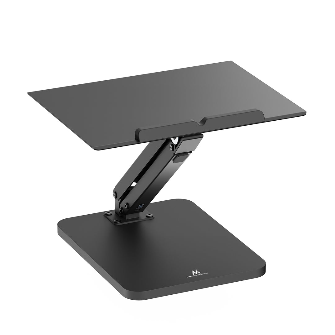Maclean Schreibtischständer für Monitor oder Laptop, Gasfeder, zum Stehen und Sitzen, schwarz, MC-493