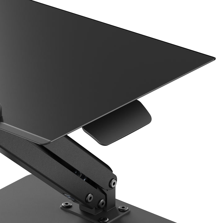 Maclean Schreibtischständer für Monitor oder Laptop, Gasfeder, zum Stehen und Sitzen, schwarz, MC-493