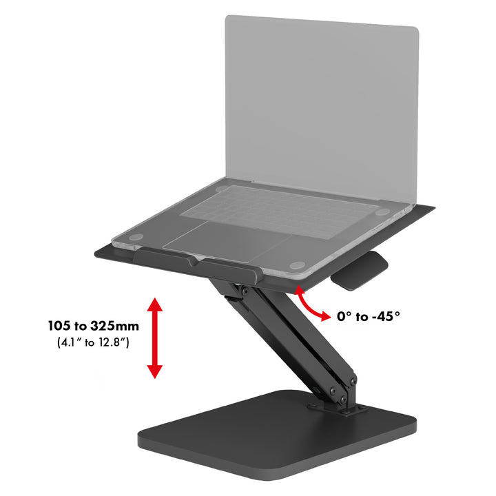 Maclean Schreibtischständer für Monitor oder Laptop, Gasfeder, zum Stehen und Sitzen, schwarz, MC-493