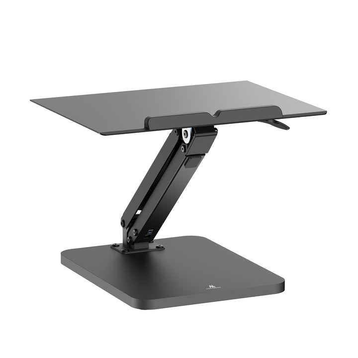 Maclean Schreibtischständer für Monitor oder Laptop, Gasfeder, zum Stehen und Sitzen, schwarz, MC-493