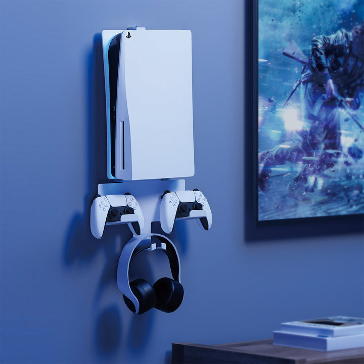 Wandhalterung weiß für Playstation 5 Konsole mit Padhalterung, 10kg max, NanoRS RS181