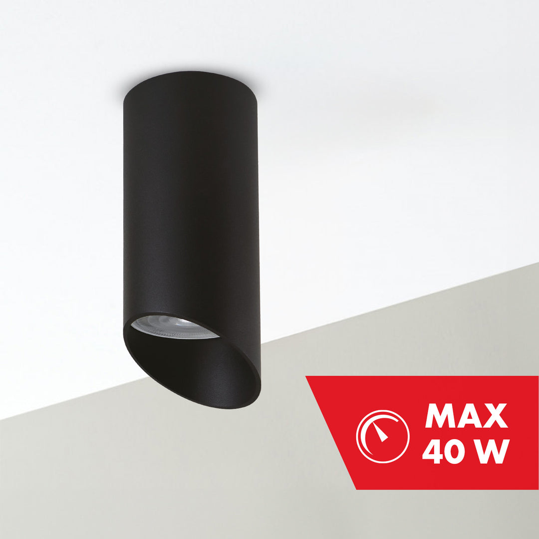 Maclean Aufbauspot / Aufbaustrahler rund, Aluminium, GU10, 55x130mm, schwarz, MCE360 B