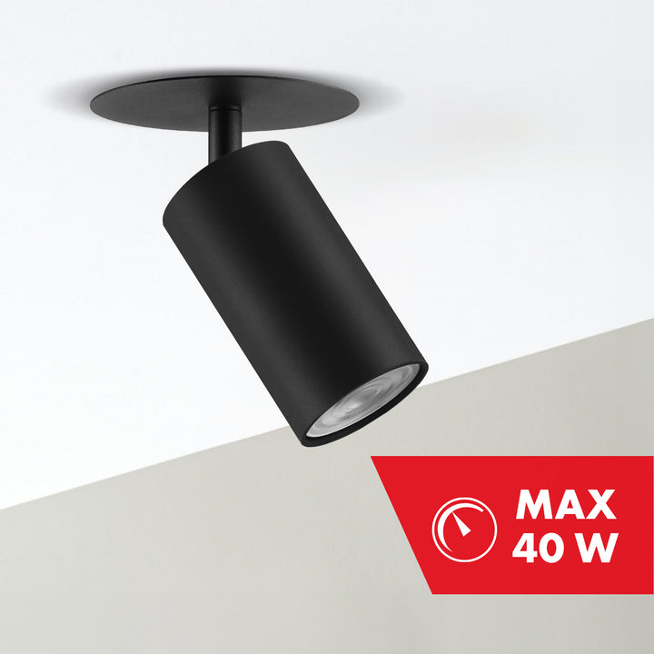 Maclean Decken Einbauleuchte  / Spot, rund, Aluminium, GU10, 55x100mm, Farbe schwarz, MCE364 B
