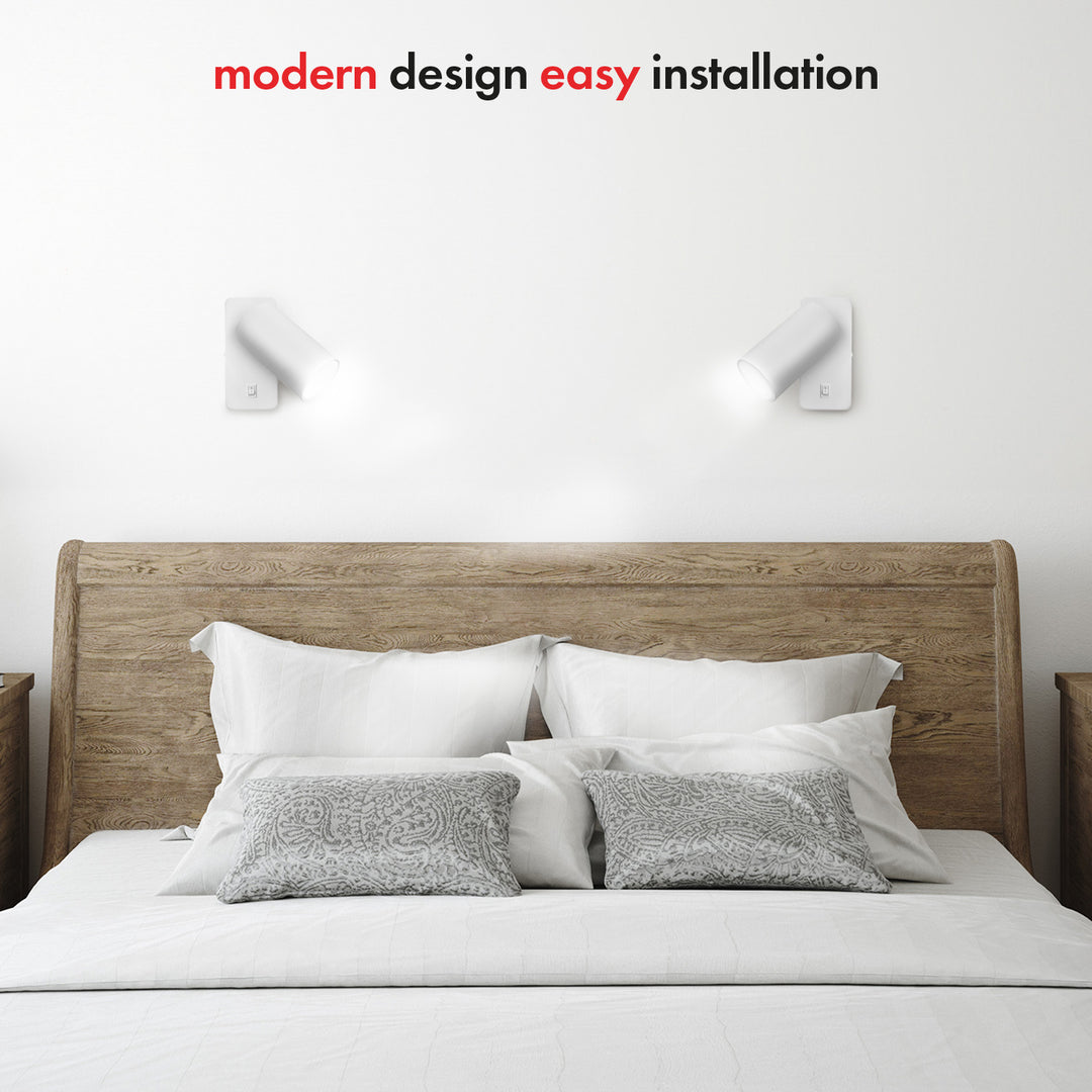 Maclean Wandlampe / Wandleuchte, Spot, rund, GU10, mit Schalter 55x100mm, weiß, MCE369 W