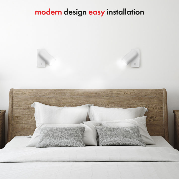 Maclean Wandlampe / Wandleuchte, Spot, rund, GU10, mit Schalter 55x100mm, weiß, MCE369 W