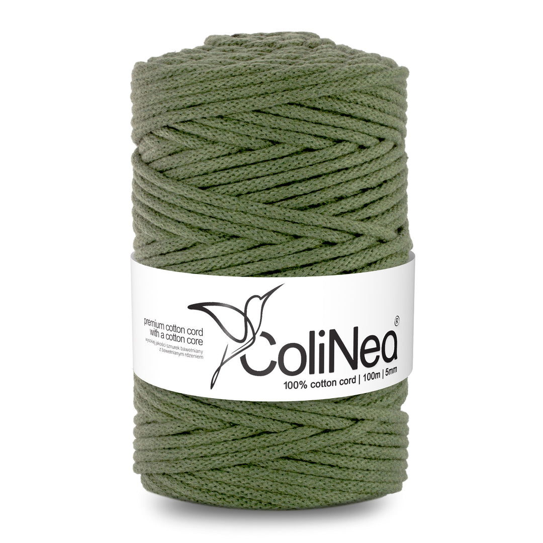 ColiNea, Baumwollkordel mit Baumwollkern, geflochten, 5mm, 100m, khaki