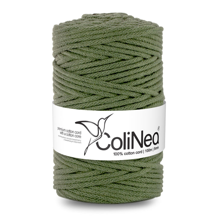 ColiNea, Baumwollkordel mit Baumwollkern, geflochten, 5mm, 100m, khaki