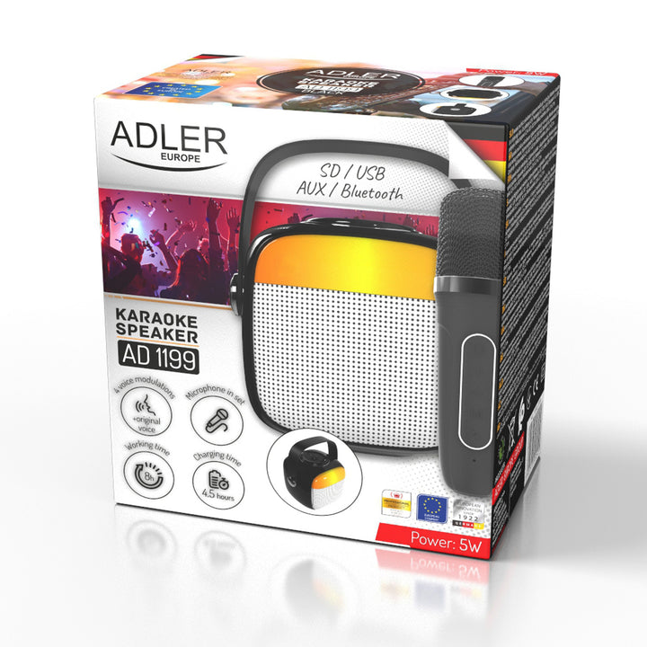 Drahtloser Lautsprecher Adler, mit Mikrofon, für Karaoke, Bluetooth, AD 1199 B