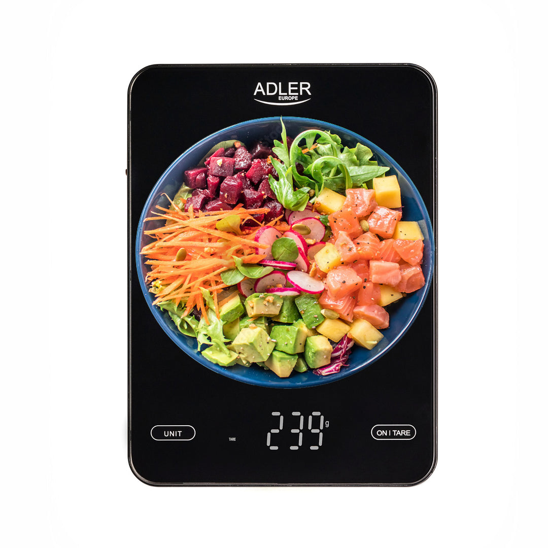Küchenwaage, Adler, schwarz, 10 kg, über USB aufladbar, AD 3177