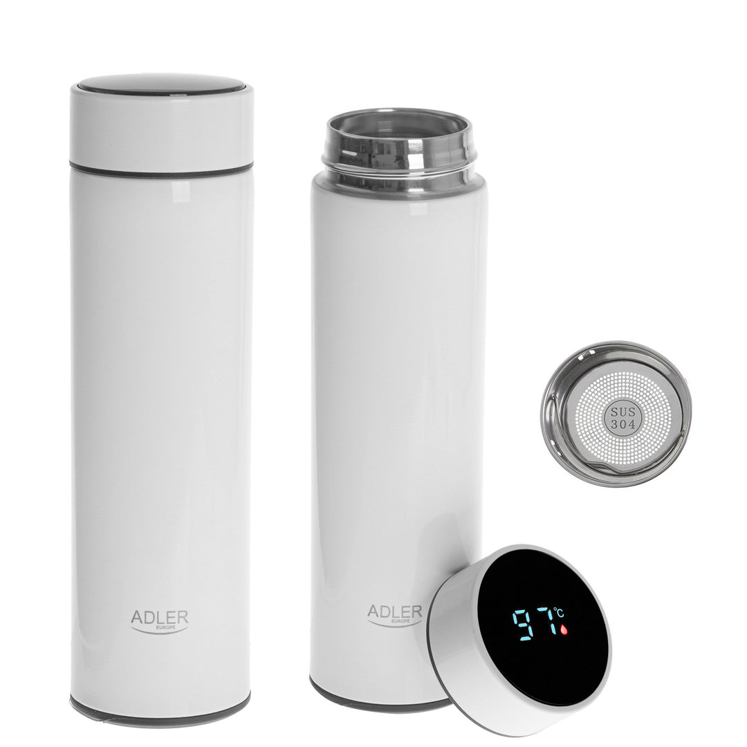 Adler Thermoskanne, LED-Touchdisplay, Fassungsvermögen 473 ml, Farbe Weiß, AD 4506